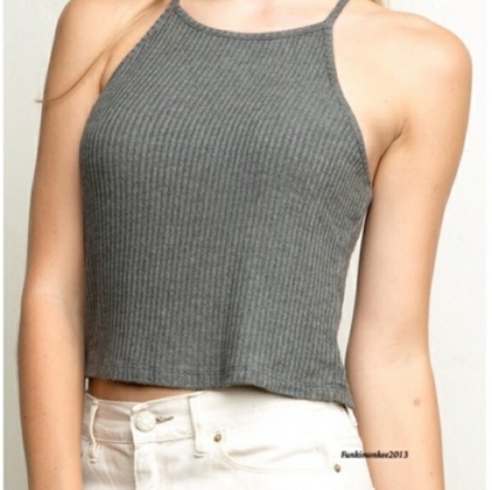 Brandy Melville Gray Square Neck Tank Top